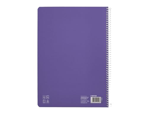 Liderpapel Cuaderno espiral a4 pautaguia tapa blanda 80h 75 gr cuadro pautado 5mm color lila.