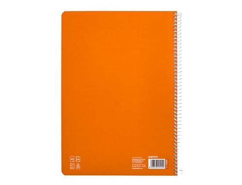 Liderpapel Cuaderno espiral a4 pautaguia tapa blanda 80h 75 gr cuadro pautado 5mm color naranja.