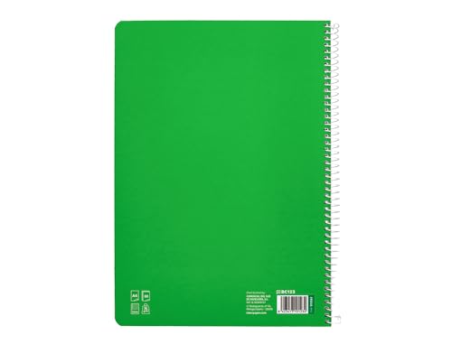 Liderpapel Cuaderno espiral a4 pautaguia tapa blanda 80h 75 gr cuadro pautado 5mm color verde.