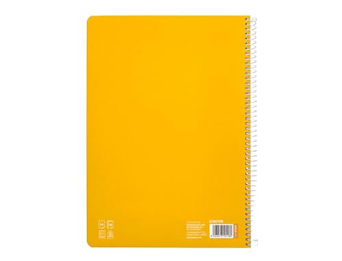 Liderpapel Cuaderno espiral a4 pautaguia tapa blanda 80h 75 gr cuadro pautado 5mm color amarillo.