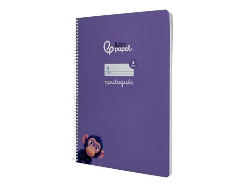 Liderpapel Cuaderno espiral a4 pautaguia tapa blanda 80h 75 gr cuadro pautado 5mm color lila.