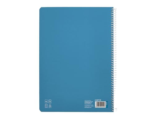Liderpapel Cuaderno espiral a4 pautaguia tapa blanda 80h 75 gr cuadro pautado 5mm color azul.