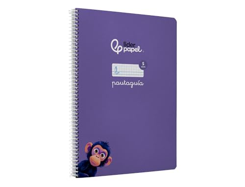 Liderpapel Cuaderno espiral a4 pautaguia tapa blanda 80h 75 gr cuadro pautado 5mm color lila.