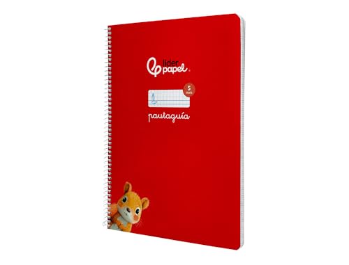 Liderpapel Cuaderno espiral a4 pautaguia tapa blanda 80h 75 gr cuadro pautado 5mm color rojo
