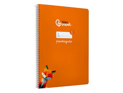 Liderpapel Cuaderno espiral a4 pautaguia tapa blanda 80h 75 gr cuadro pautado 5mm color naranja.
