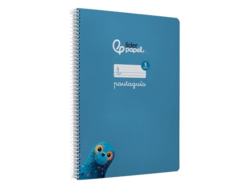 Liderpapel Cuaderno espiral a4 pautaguia tapa blanda 80h 75 gr cuadro pautado 5mm color azul.