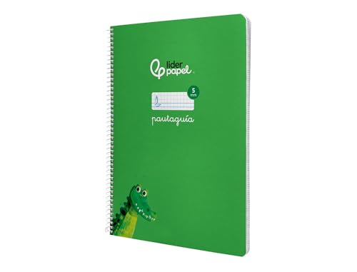 Liderpapel Cuaderno espiral a4 pautaguia tapa blanda 80h 75 gr cuadro pautado 5mm color verde.