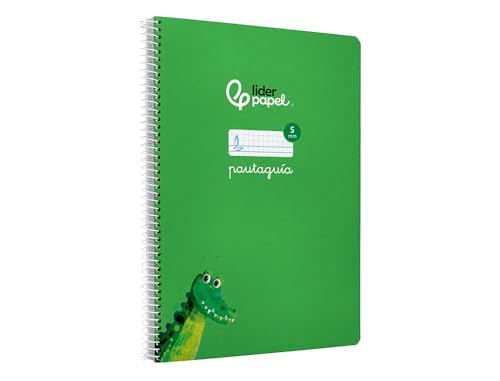 Liderpapel Cuaderno espiral a4 pautaguia tapa blanda 80h 75 gr cuadro pautado 5mm color verde.
