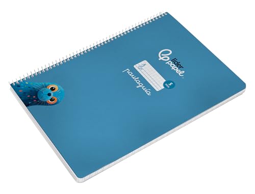 Liderpapel Cuaderno espiral a4 pautaguia tapa blanda 80h 75 gr cuadro pautado 5mm color azul.