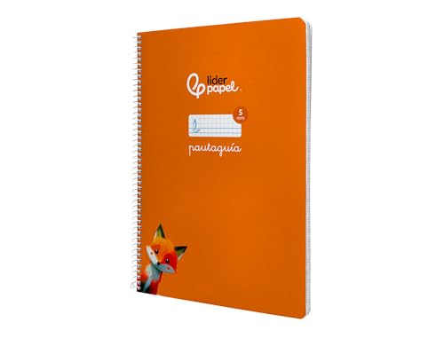 Liderpapel Cuaderno espiral a4 pautaguia tapa blanda 80h 75 gr cuadro pautado 5mm color naranja.