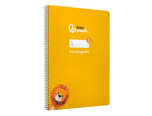 Liderpapel Cuaderno espiral a4 pautaguia tapa blanda 80h 75 gr cuadro pautado 5mm color amarillo.