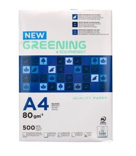 Papel fotocopiadora greening din a4 80 gramos paquete de 500 hojas.