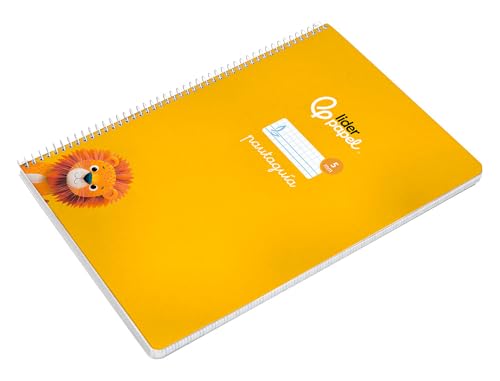 Liderpapel Cuaderno espiral a4 pautaguia tapa blanda 80h 75 gr cuadro pautado 5mm color amarillo.