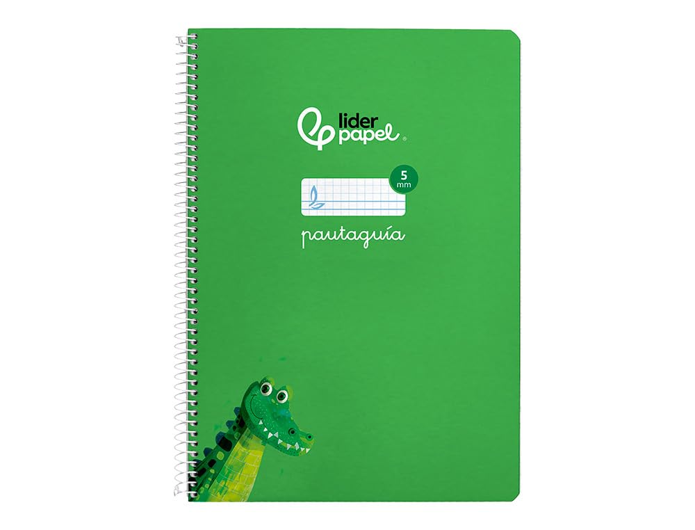 Liderpapel Cuaderno espiral a4 pautaguia tapa blanda 80h 75 gr cuadro pautado 5mm color verde.