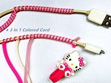 3D protector cable cargador (Hello Kitty Fucsia)
