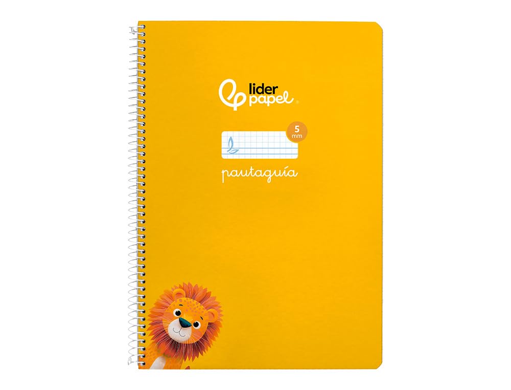 Liderpapel Cuaderno espiral a4 pautaguia tapa blanda 80h 75 gr cuadro pautado 5mm color amarillo.