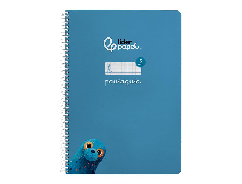 Liderpapel Cuaderno espiral a4 pautaguia tapa blanda 80h 75 gr cuadro pautado 5mm color azul.