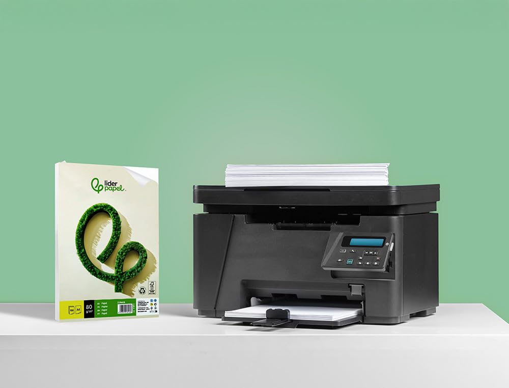 Papel liderpapel A4 210 x 297 mm 80g/m2 reciclado liso paquete de 100 hojas.