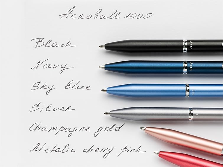 PILOT Bolígrafo premium Acro 1000 en Caja Regalo Rosa Coral - Tinta muy suave para una fluidez de escritura inigualable - Bolígrafo recargable y retráctil - Tinta negra - Punta Media
