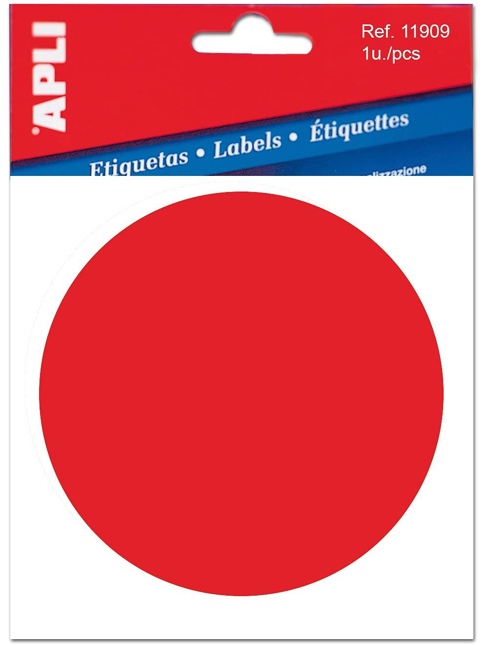 APLI 11909 - Etiqueta adhesiva 11909 vinilo rojo señalizacion para cristales, 114 mm de diámetro, blister de 1 unidad