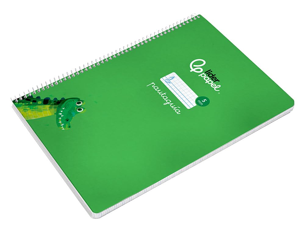 Liderpapel Cuaderno espiral a4 pautaguia tapa blanda 80h 75 gr cuadro pautado 5mm color verde.