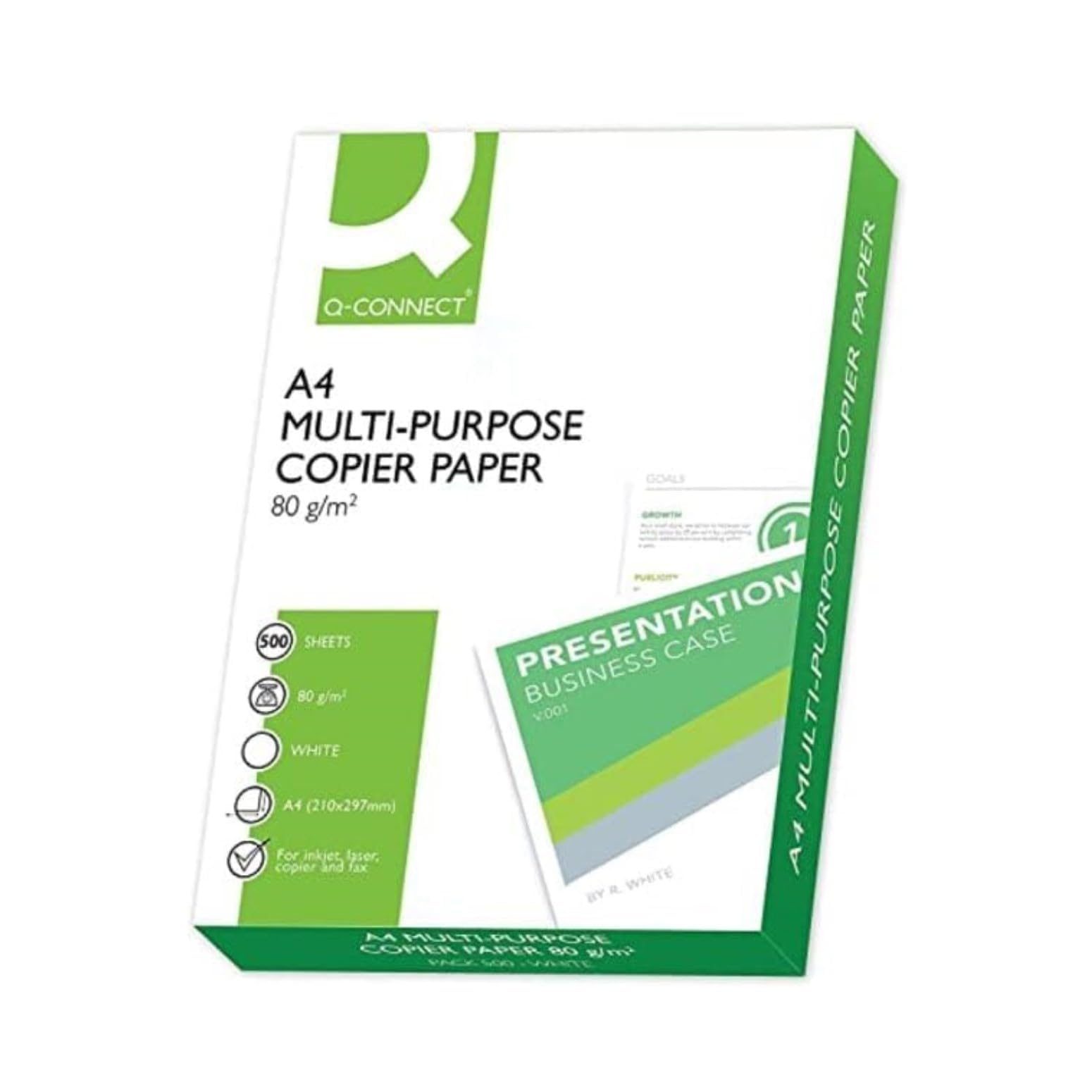 Q-Connect - Papel de fotocopiadora A4 blanco 80 g/m² KF01087 - 1 Pack x 500 hojas (1 unidad )