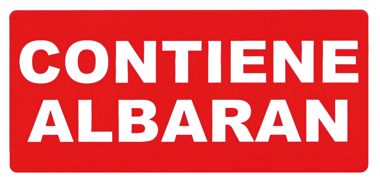 APLI 295 - Etiquetas con texto: "contiene albaran" de 50x100 mm en rollo de 200 unidades