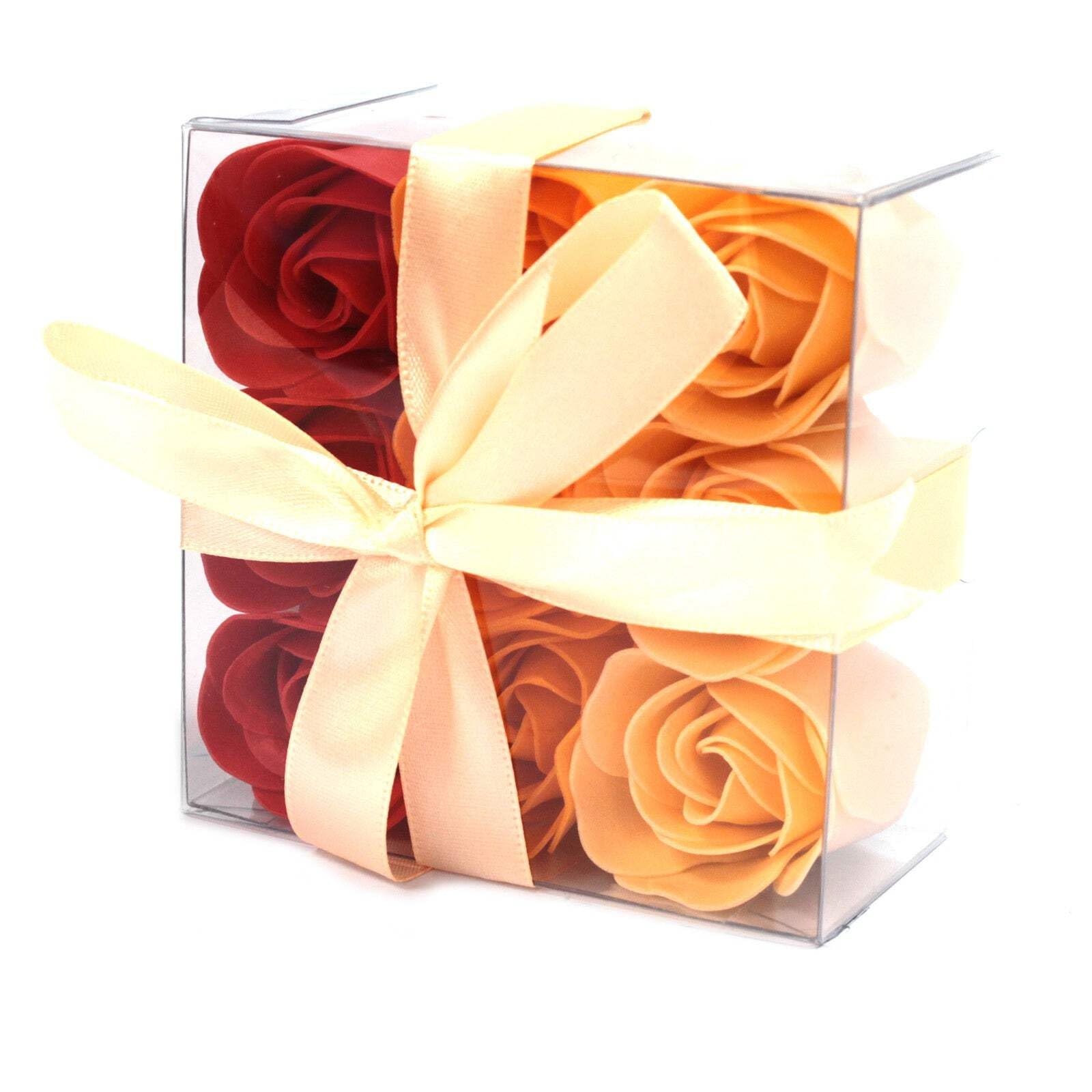 1x Set of 9 Soap Flower Box - Peach Roses