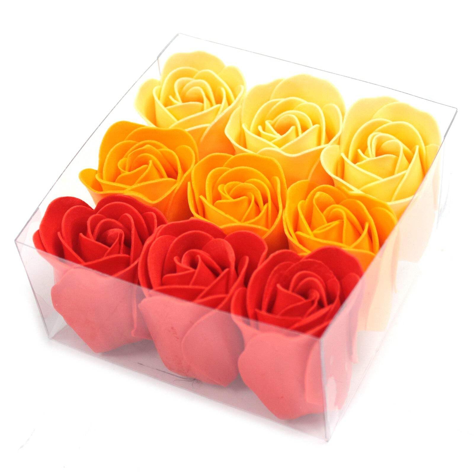 1x Set of 9 Soap Flower Box - Peach Roses
