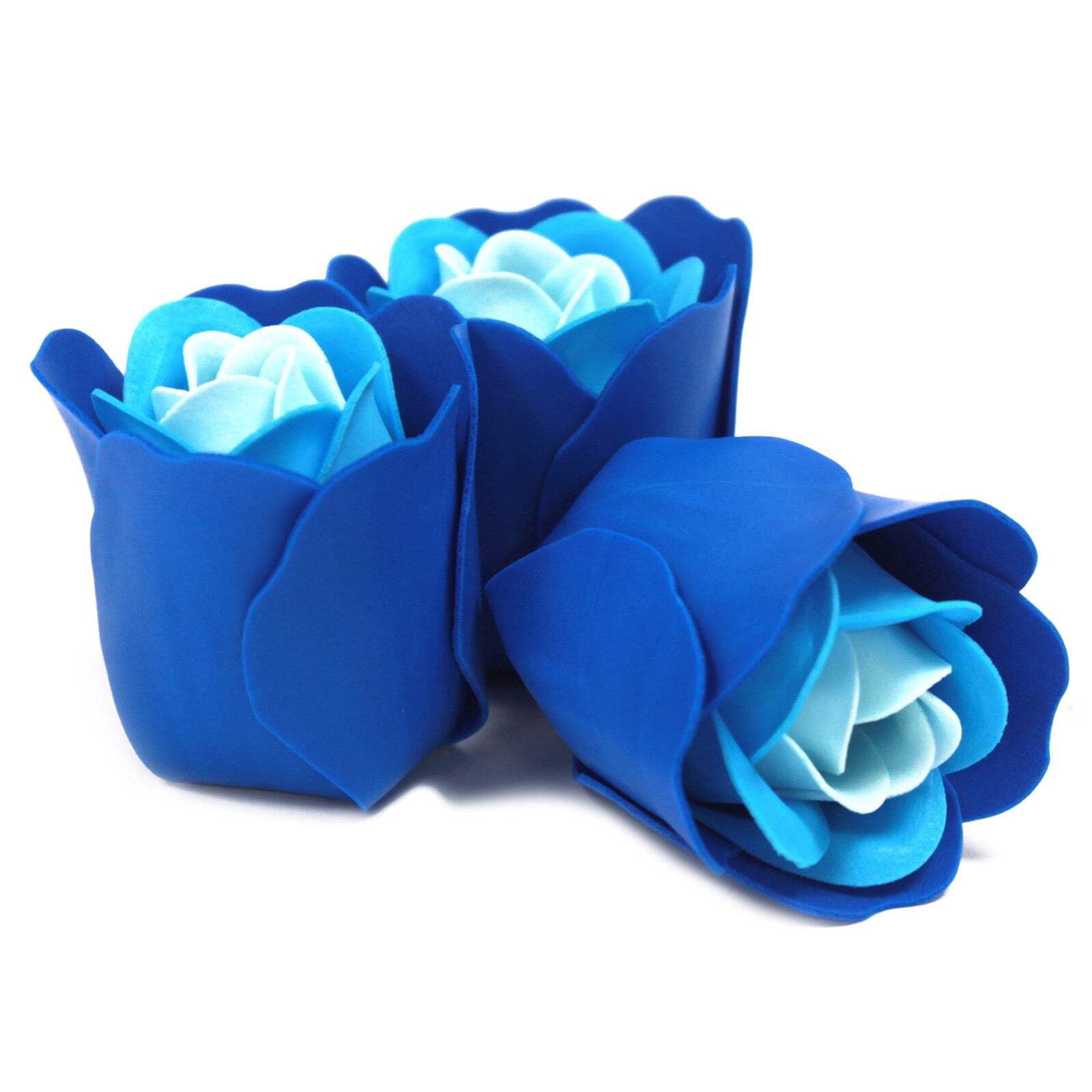 1x Set of 3 Soap Flower Heart Box - Blue Wedding Roses