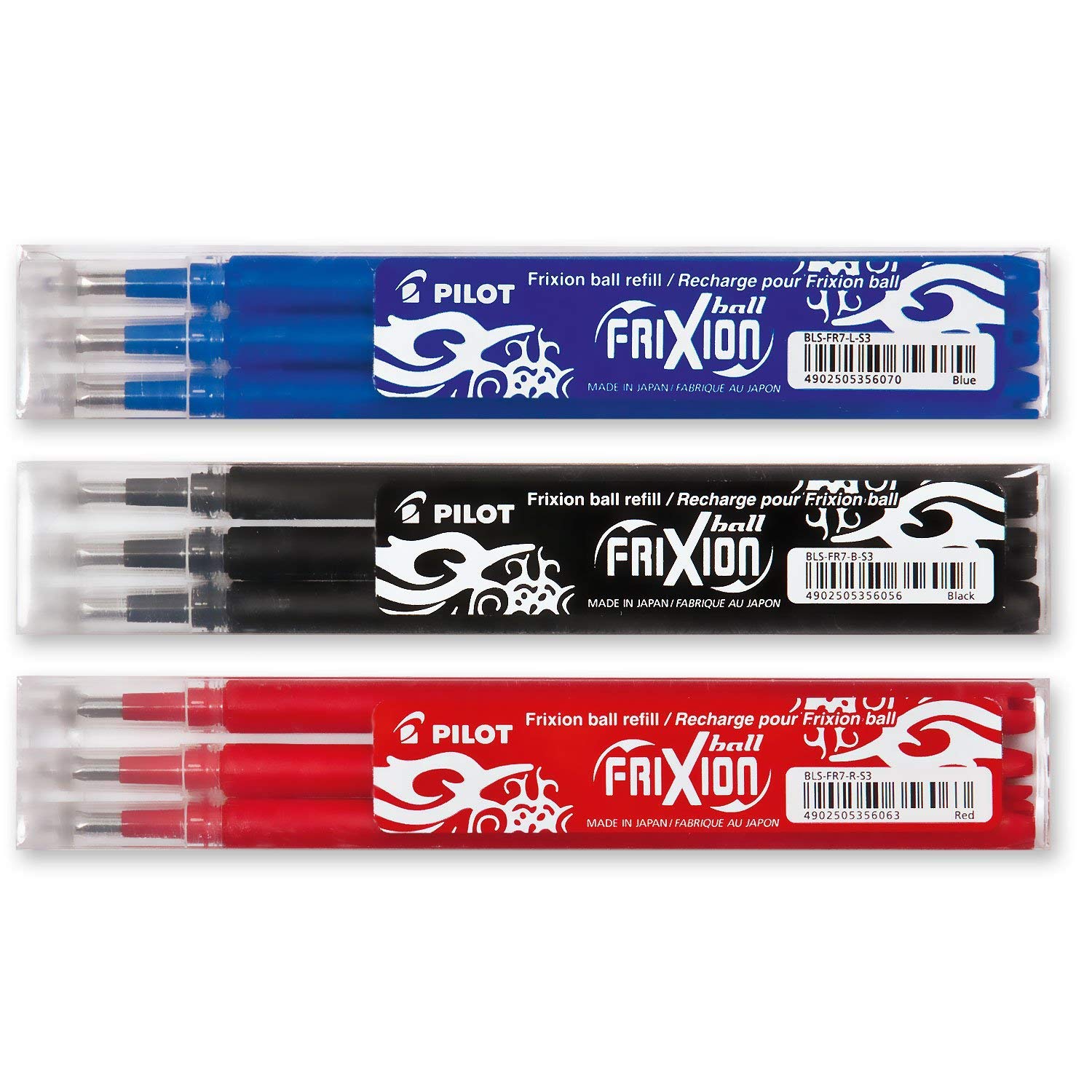Pilot Frixion Ball Bolígrafo - 3 Recambio Minas Sets Para Ever 3 pc en Los Colores Azul, Negro, Rojo
