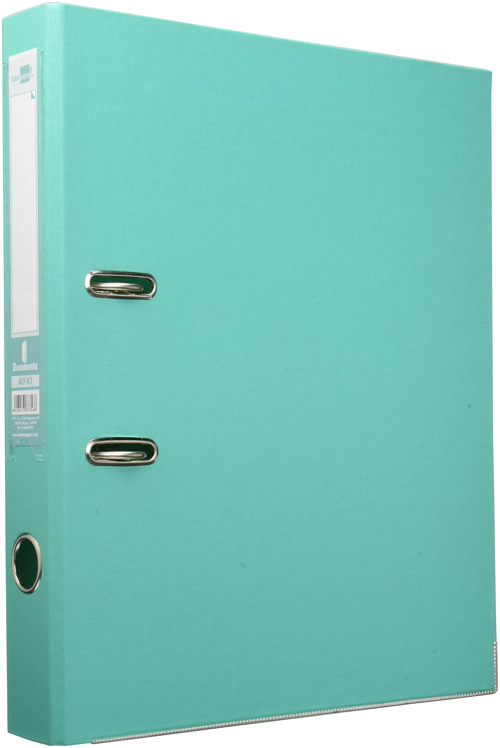 Archivador de palanca liderpapel folio documenta forrado pvc con rado lomo 52 mm verde claro compresor