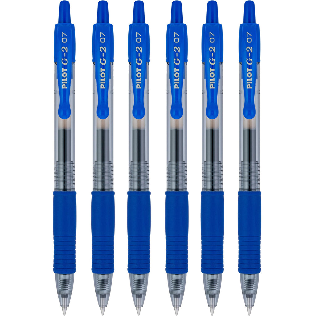 Pilot Pen 2605 G2 07 - Bolígrafo de tinta de gel (0,7 mm, punta de 0,39 mm, ancho de línea de 0,39 mm, rellenable, bl-g2-7, 6 unidades), color azul