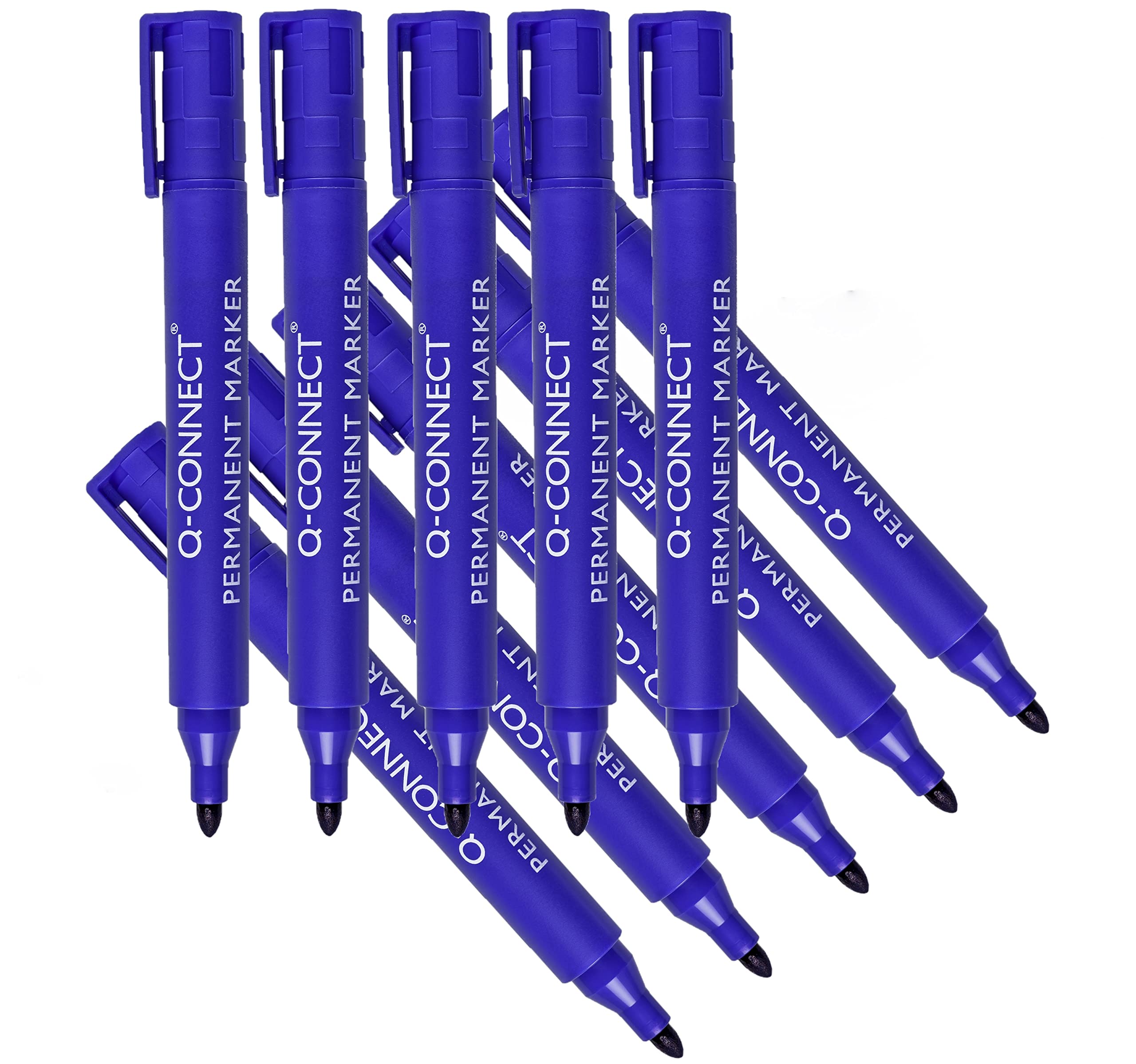 Q-Connect KF26046, Rotulador Marcador Permanente, Azul, caja de 10 piezas