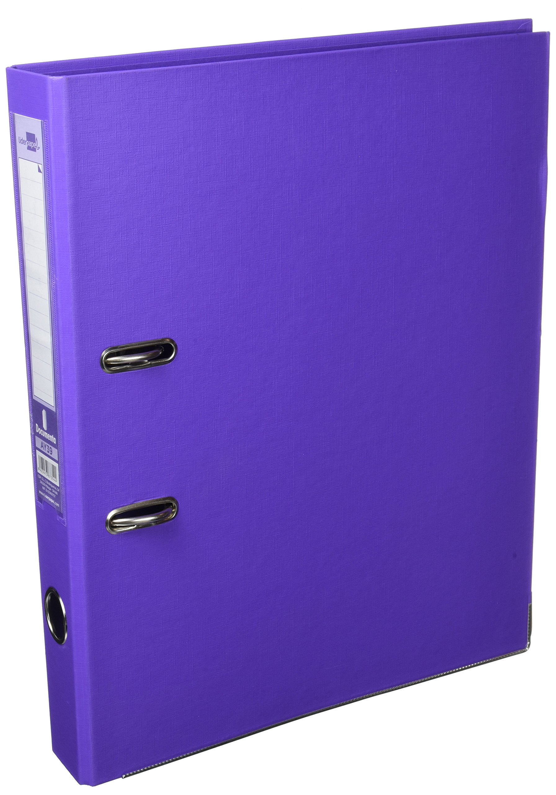 Archivador de palanca liderpapel folio documenta forrado pvc con rado lomo 52 mm lila compresor metalico